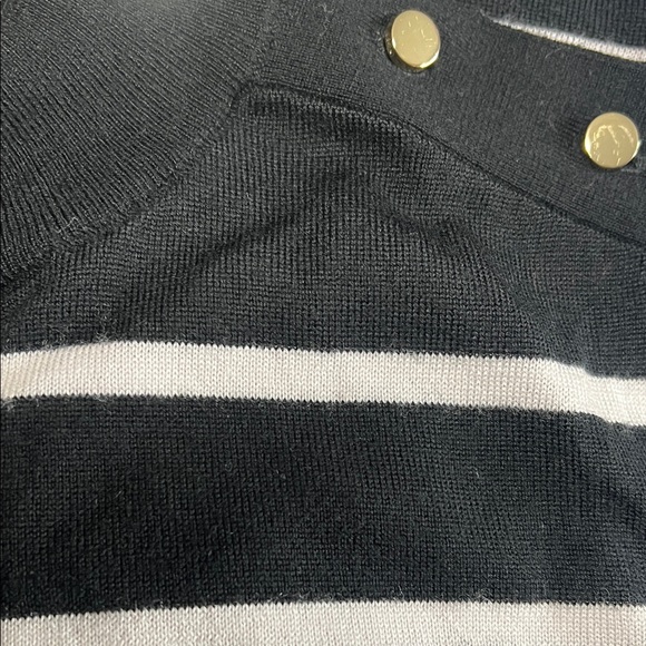 Kate Spade Broome Street Striped Mock-Neck Button Shoulder Sweater Black NWOT - Picture 3 of 6